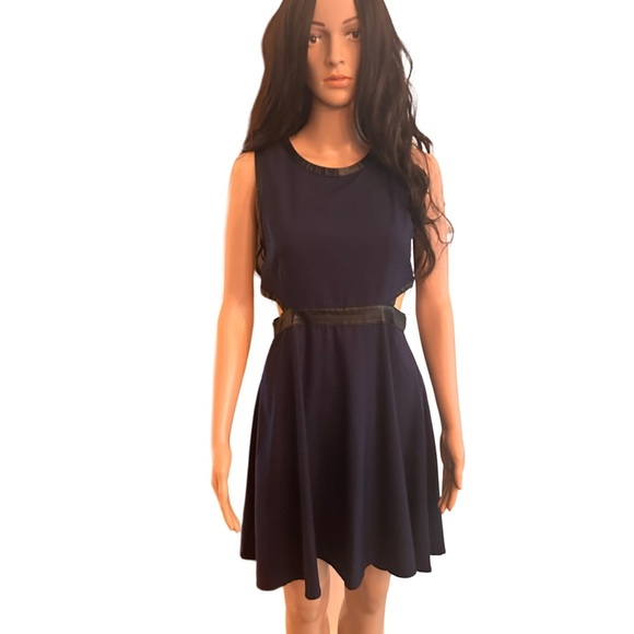 Twik Blue Sleeveless Fit and Flare Mini Dress with cutout details on sides - Picture 1 of 10